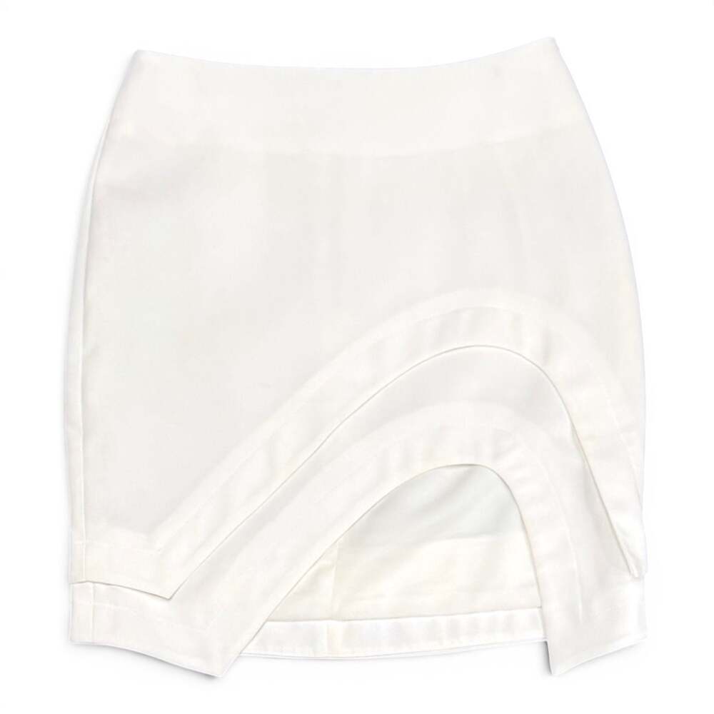Zara White Layered Curved Hem Mini Skirt Size M